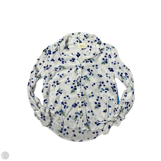 Top Long Sleeve By Maeve In Blue & White, Size: S