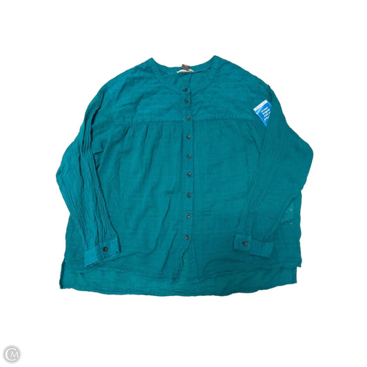 Top Long Sleeve By Anthropologie In Teal, Size: L