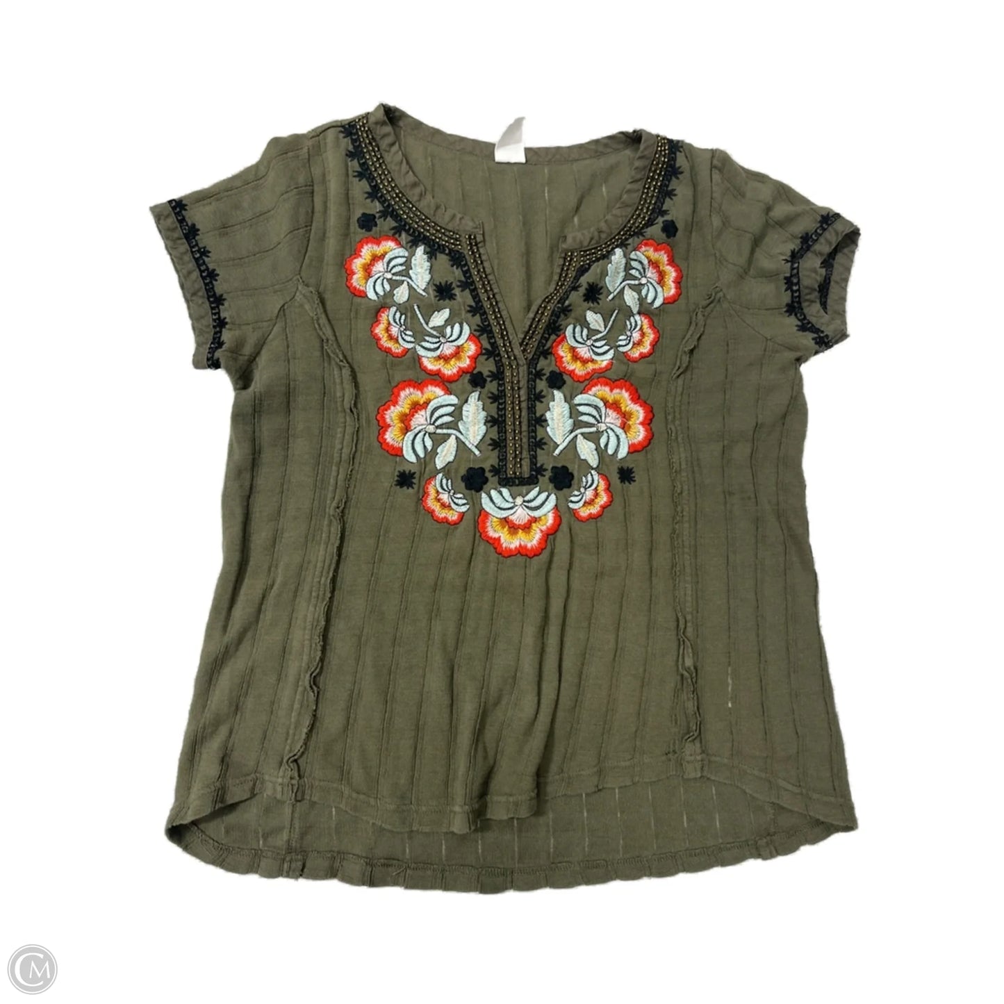 Top Short Sleeve By Anthropologie In Green, Size: S