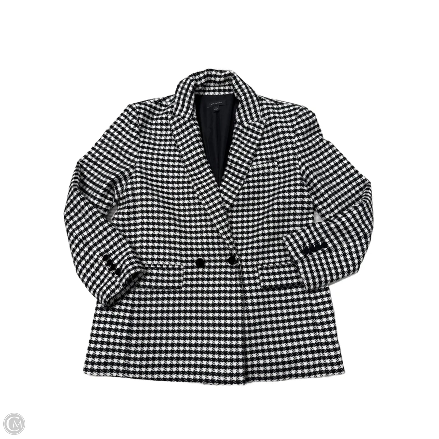 Coat Peacoat By Ann Taylor In Black & White, Size: 10