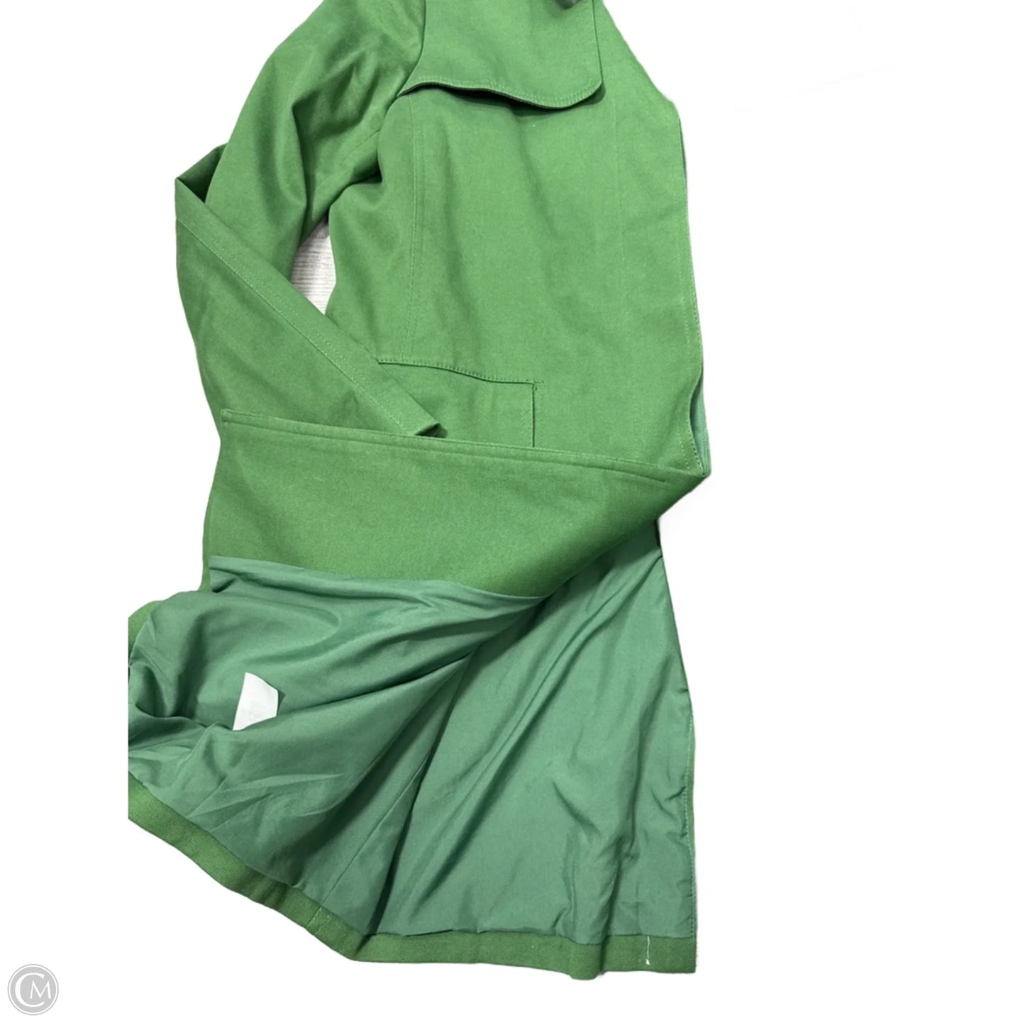 Coat Trench Coat By Ann Taylor In Green, Size: L