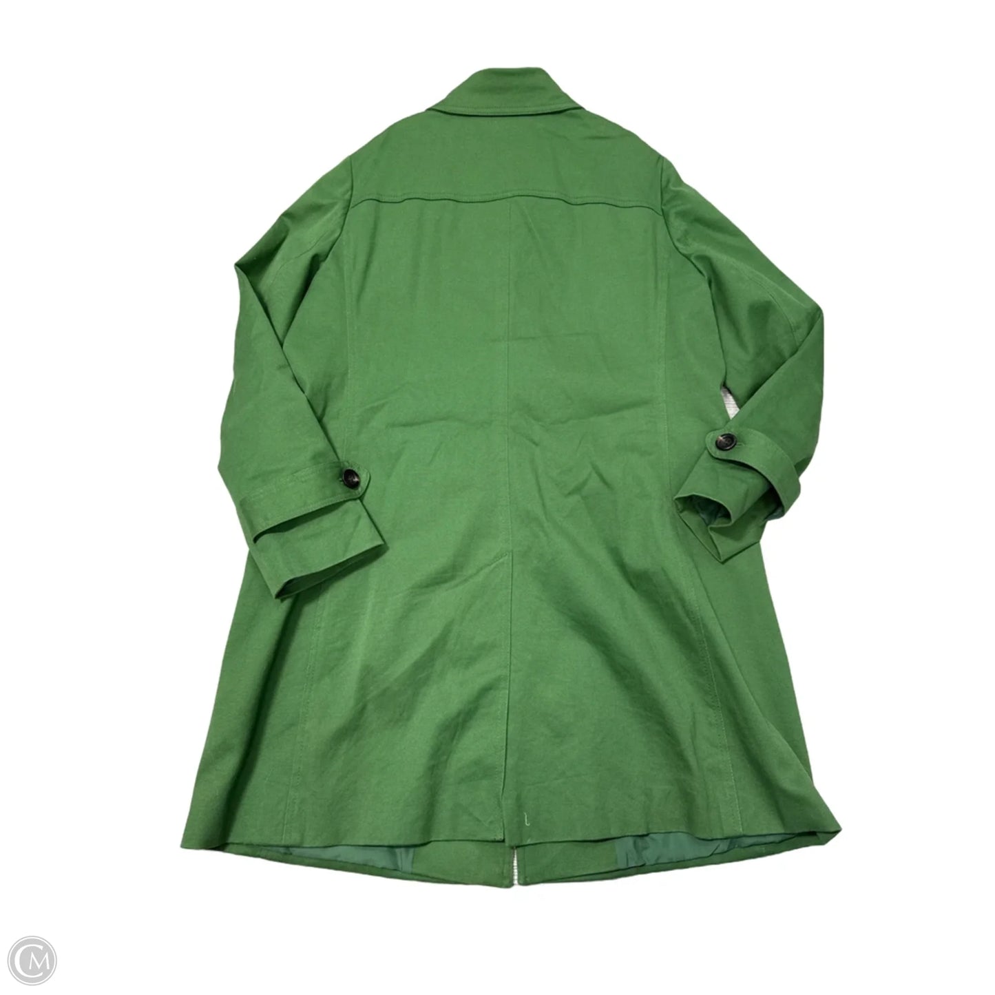 Coat Trench Coat By Ann Taylor In Green, Size: L