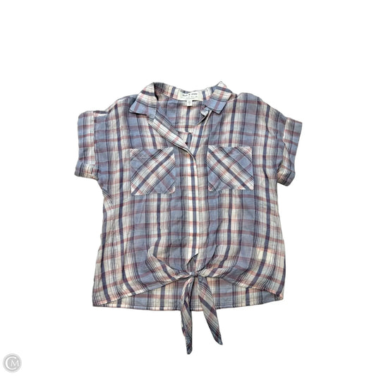 Cloth & Stone Short Sleeve Top in Plaid, Size S