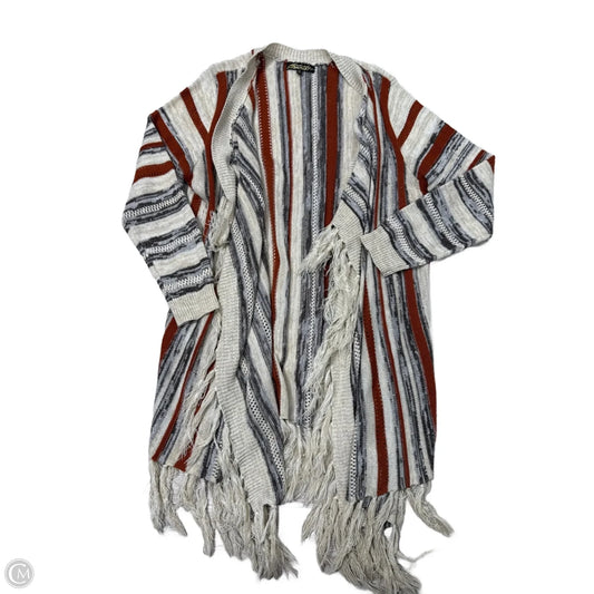 Sweater Cardigan By Absolutely Famous In Cream & Orange, Size: 30