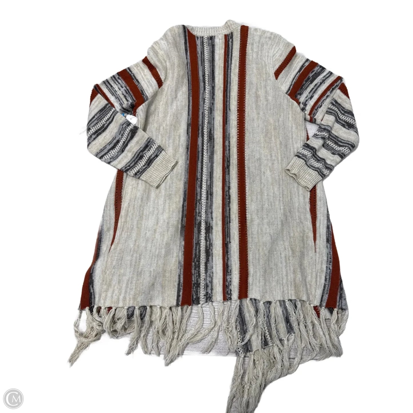 Sweater Cardigan By Absolutely Famous In Cream & Orange, Size: 30