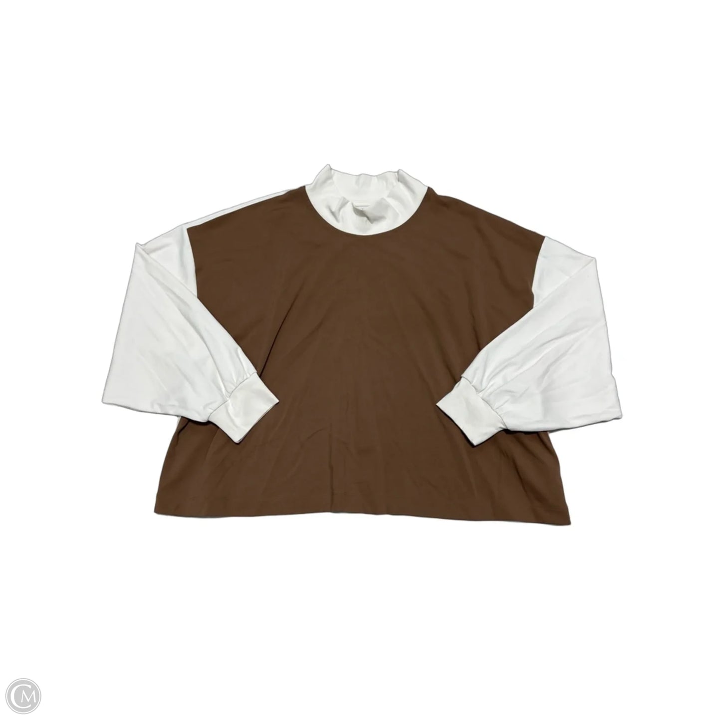 Athletic Top Long Sleeve Collar By Athleta In Cream & Tan, Size: 3x