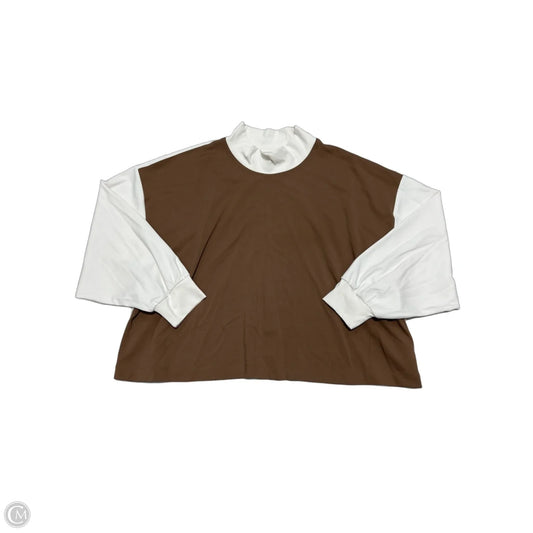 Athletic Top Long Sleeve Collar By Athleta In Cream & Tan, Size: 3x