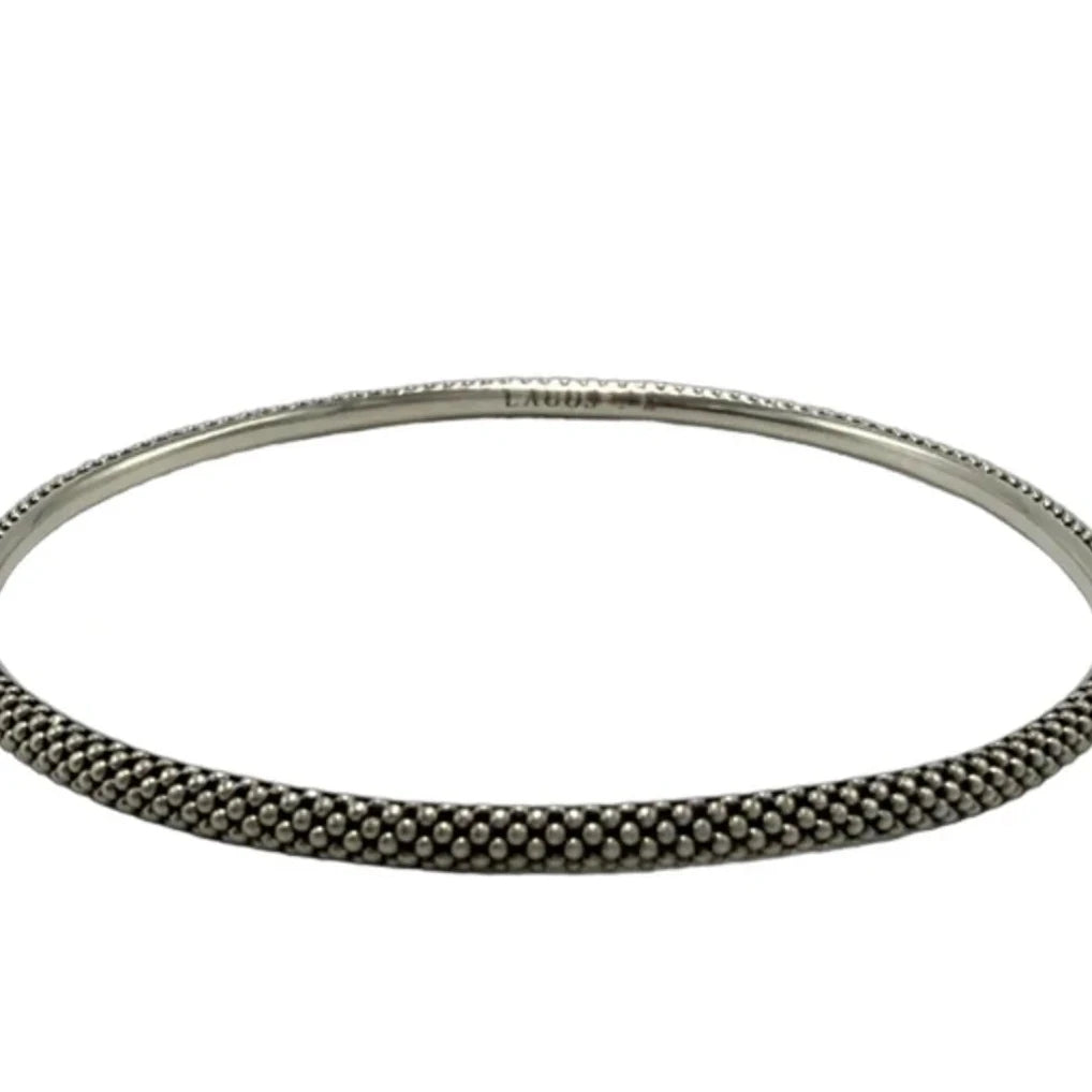 Lagos 925 Silver Caviar Beaded Designer Bangle Bracelet