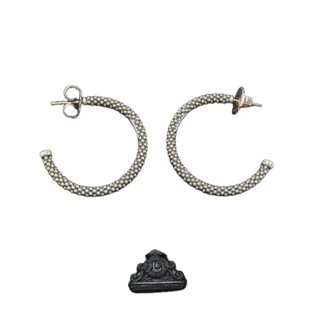 Lagos 925 Silver Caviar Hoop Designer Earrings