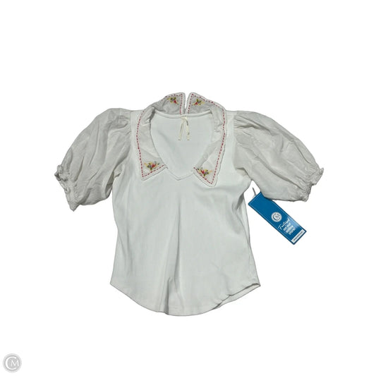 Top Short Sleeve By Anthropologie In White, Size: M