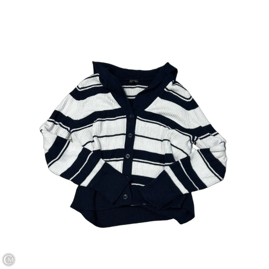 Sweater Cardigan By Talbots In Striped Pattern, Size: L