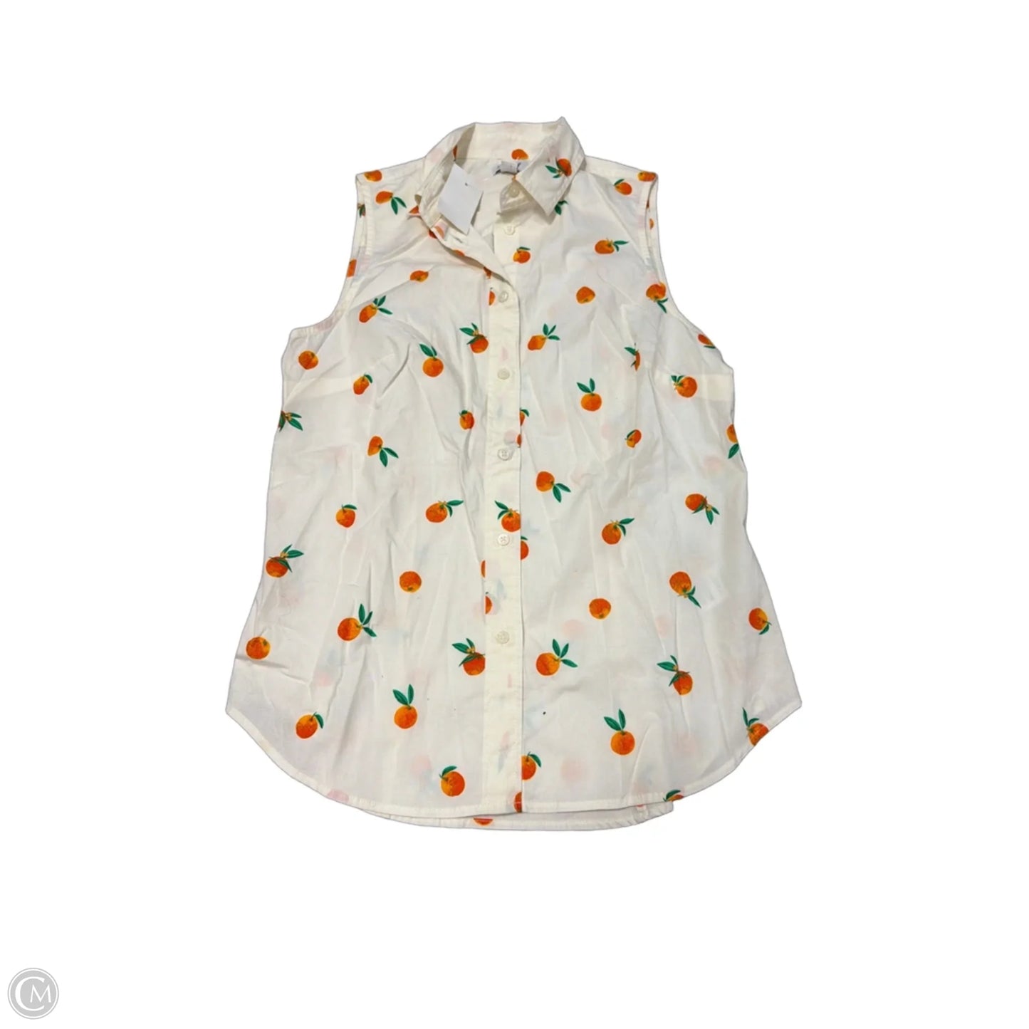 New! Top Sleeveless By J. Crew In Cream & Orange, Size: Xs