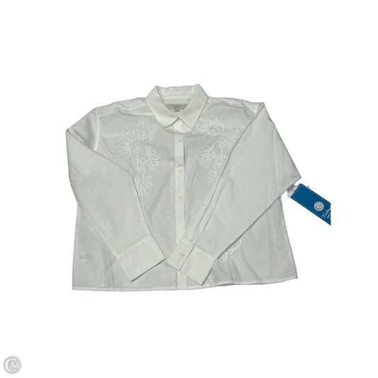 Top Long Sleeve By Loft In White, Size: M