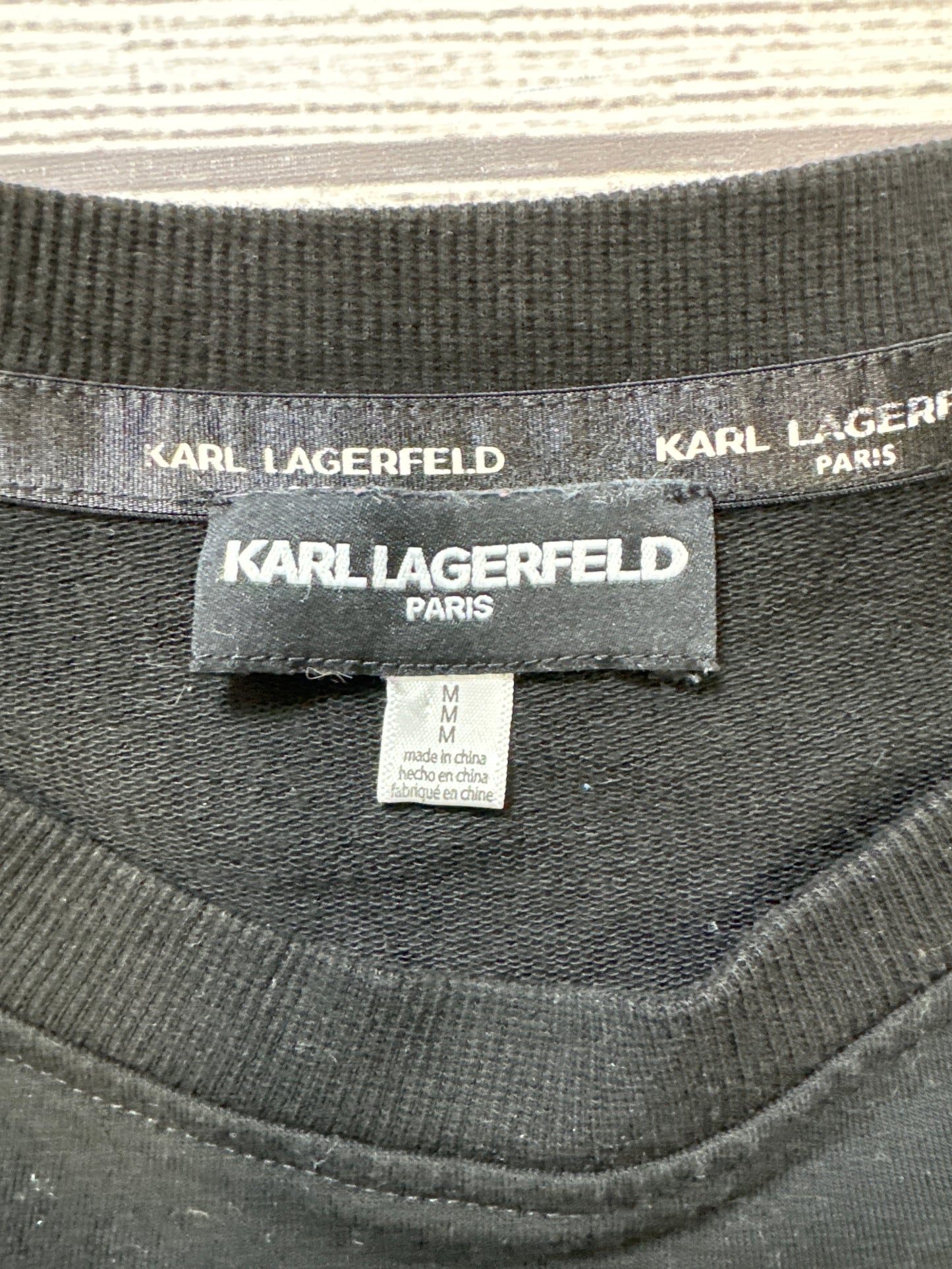 Top Long Sleeve Designer By Karl Lagerfeld In Black, Size: M