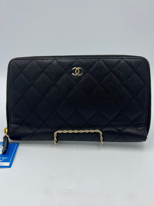 Chanel Zip Around Quilted Caviar Wallet