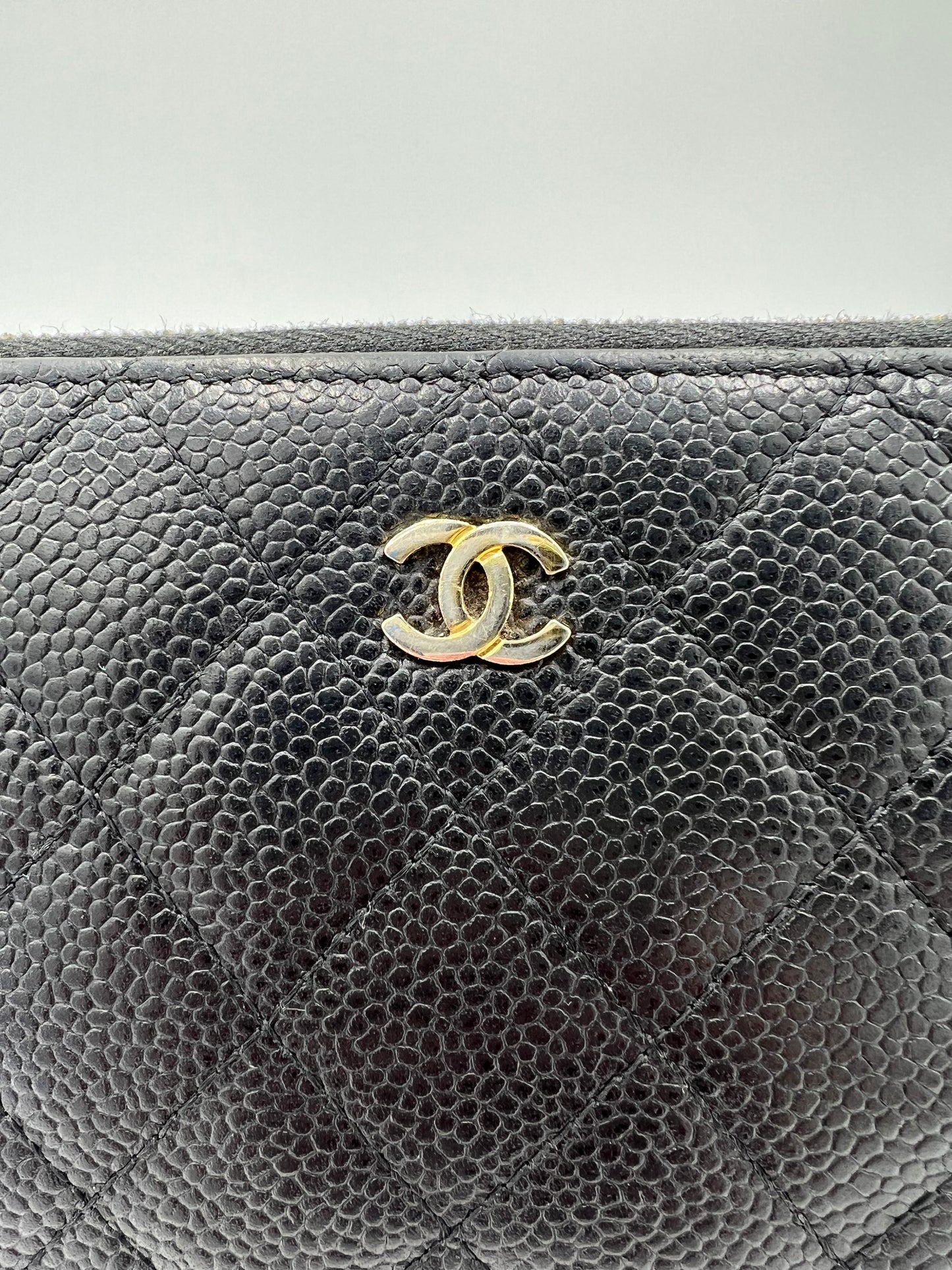 Chanel Zip Around Quilted Caviar Designer Wallet