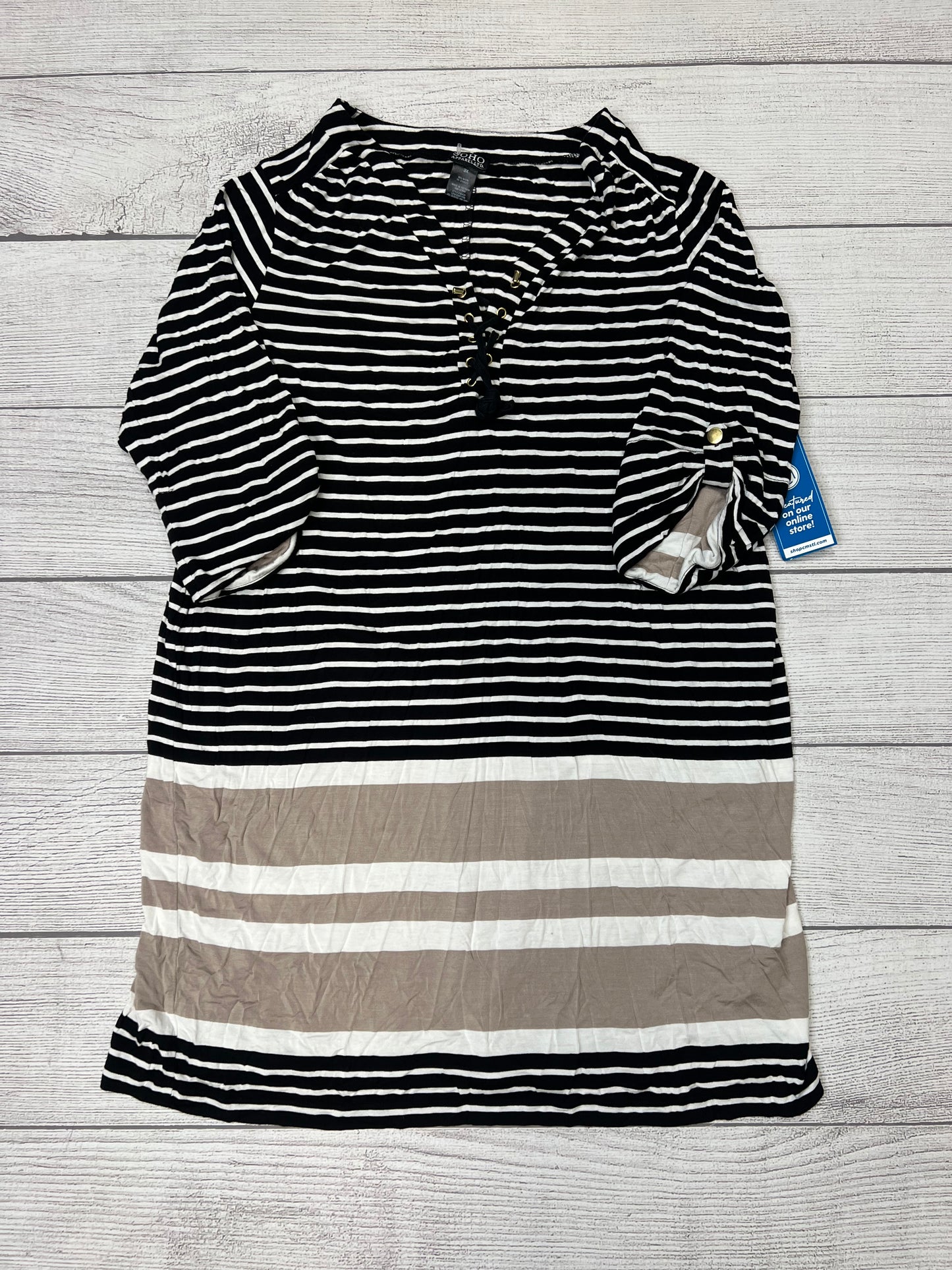 Striped Dress Casual Short Soho Apparel, Size 3x