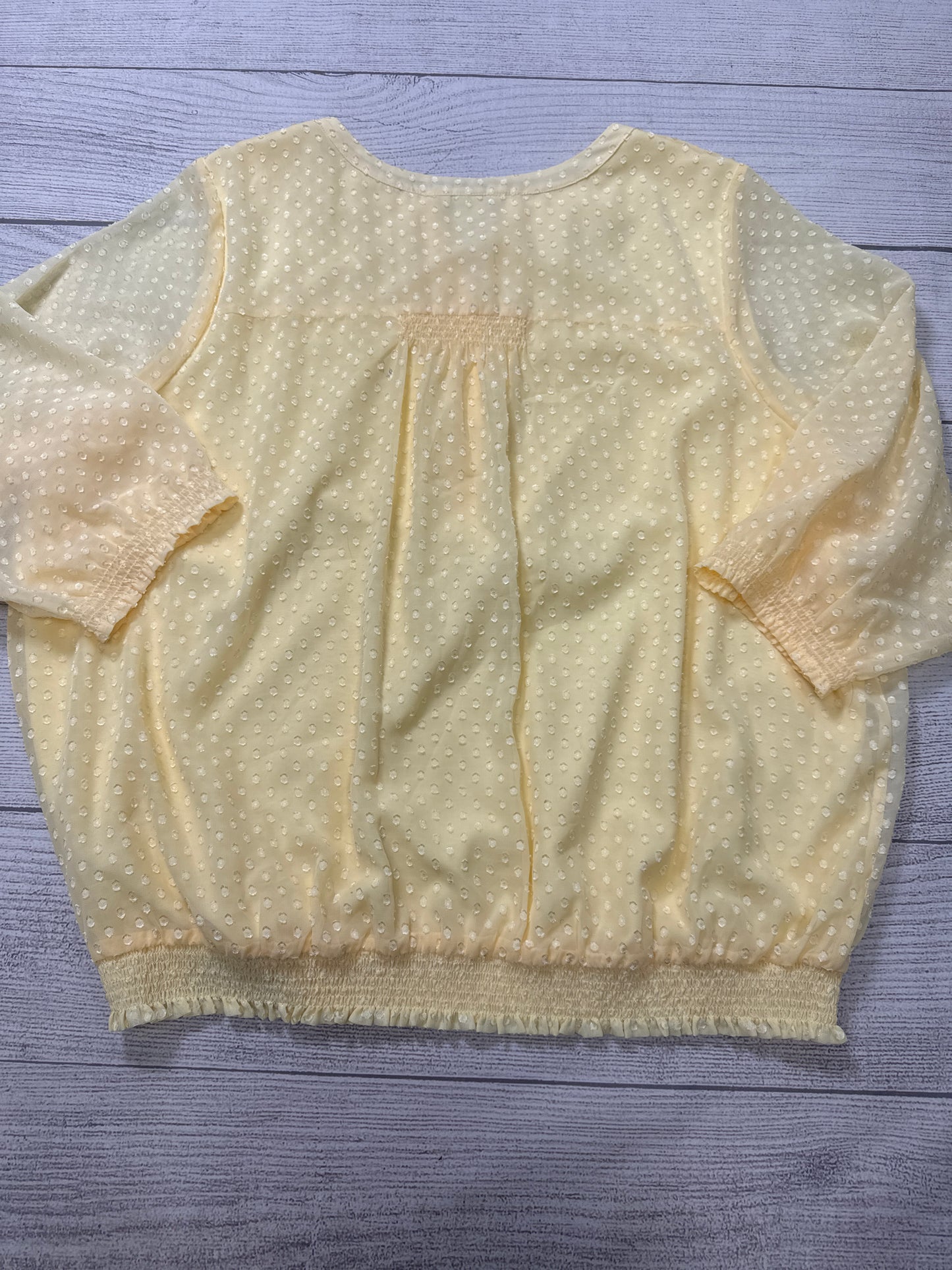 Top Long Sleeve By Cj Banks In Yellow, Size: 3x