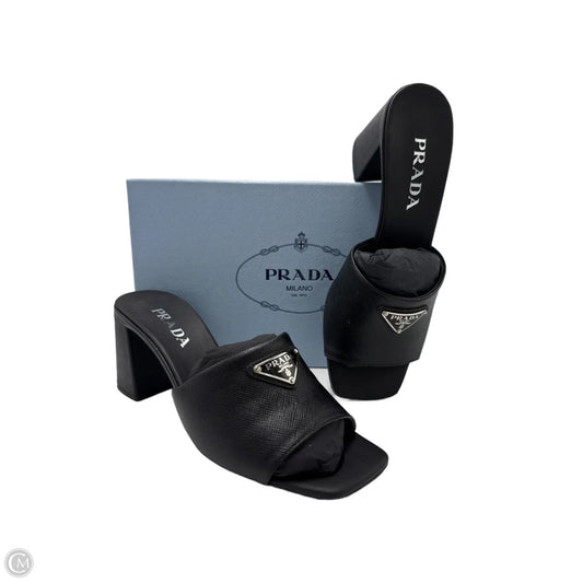 Sandals Luxury Designer By Prada In Black, Size: 9.5 (39.5)