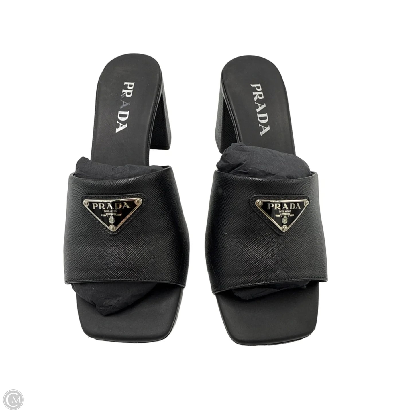 Sandals Luxury Designer By Prada In Black, Size: 9.5 (39.5)