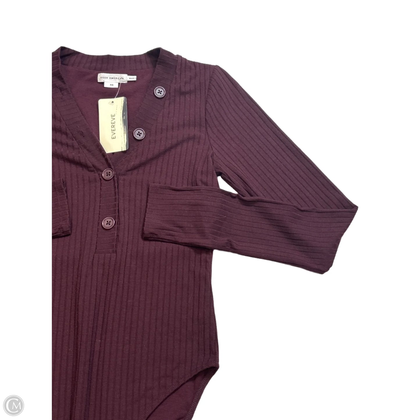 Top Long Sleeve By Good American In Maroon, Size: Xs