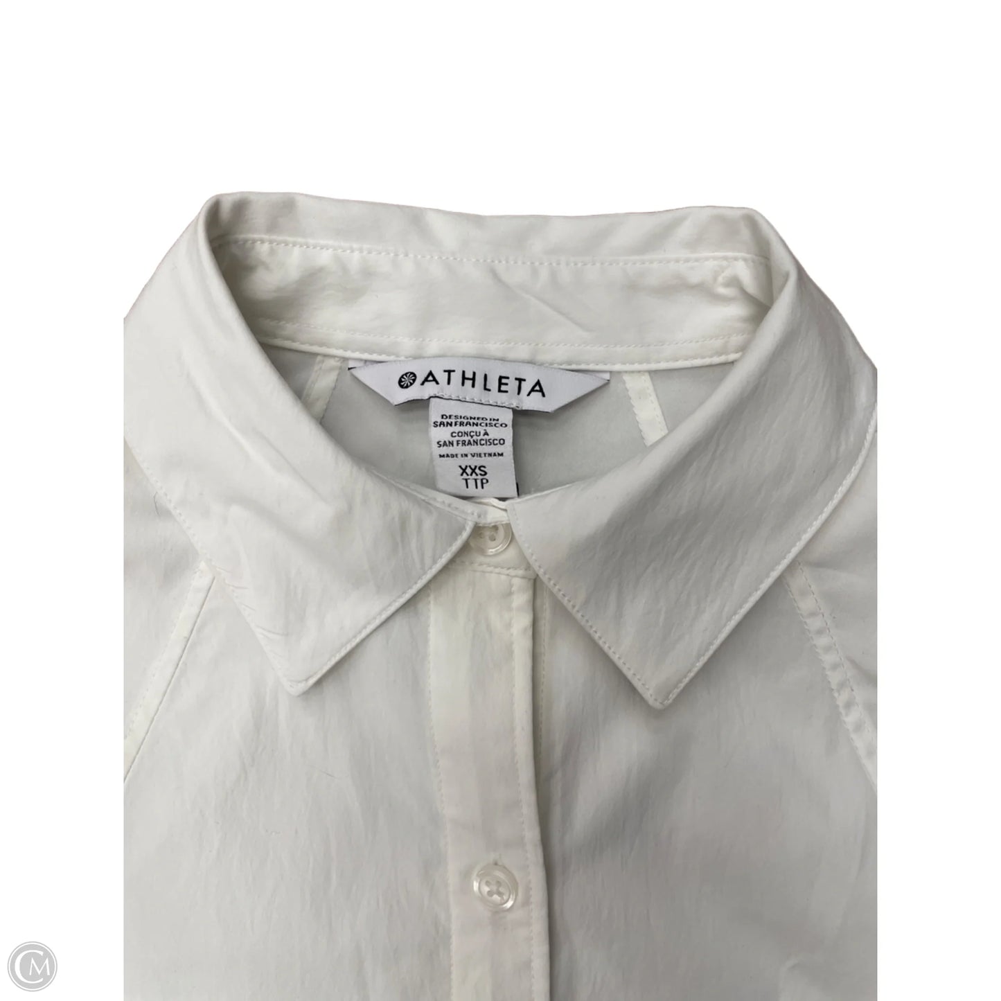 Blouse Long Sleeve By Athleta In White, Size: Xxs