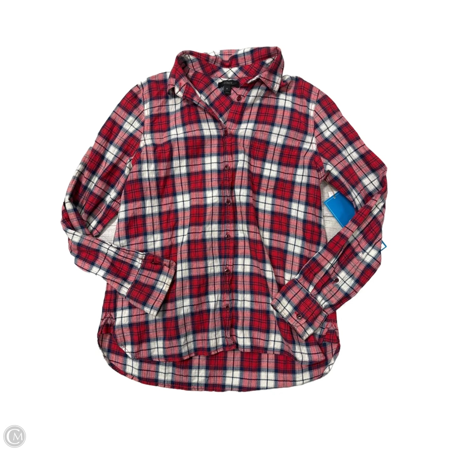 Top Long Sleeve By J. Crew In Plaid Pattern, Size: M