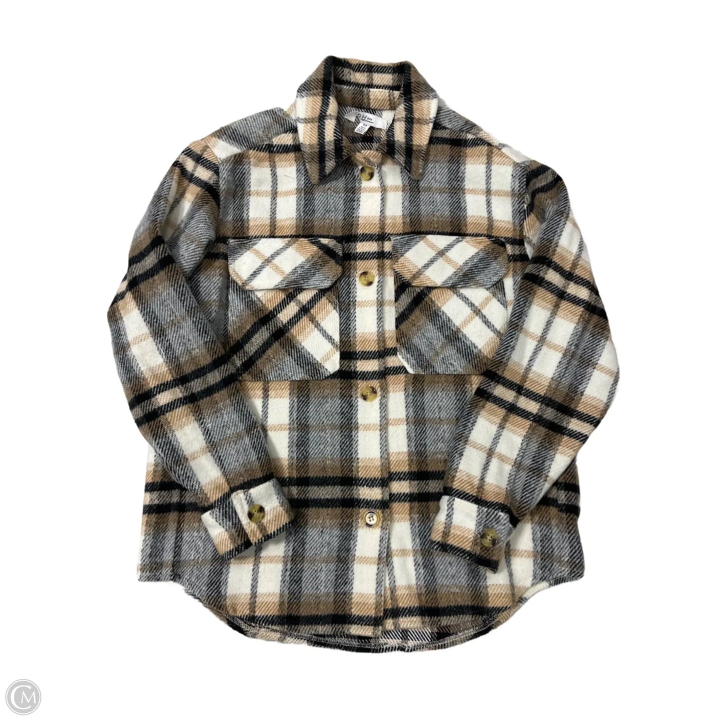 Jacket Shirt By C By One In Plaid Pattern, Size: Sp