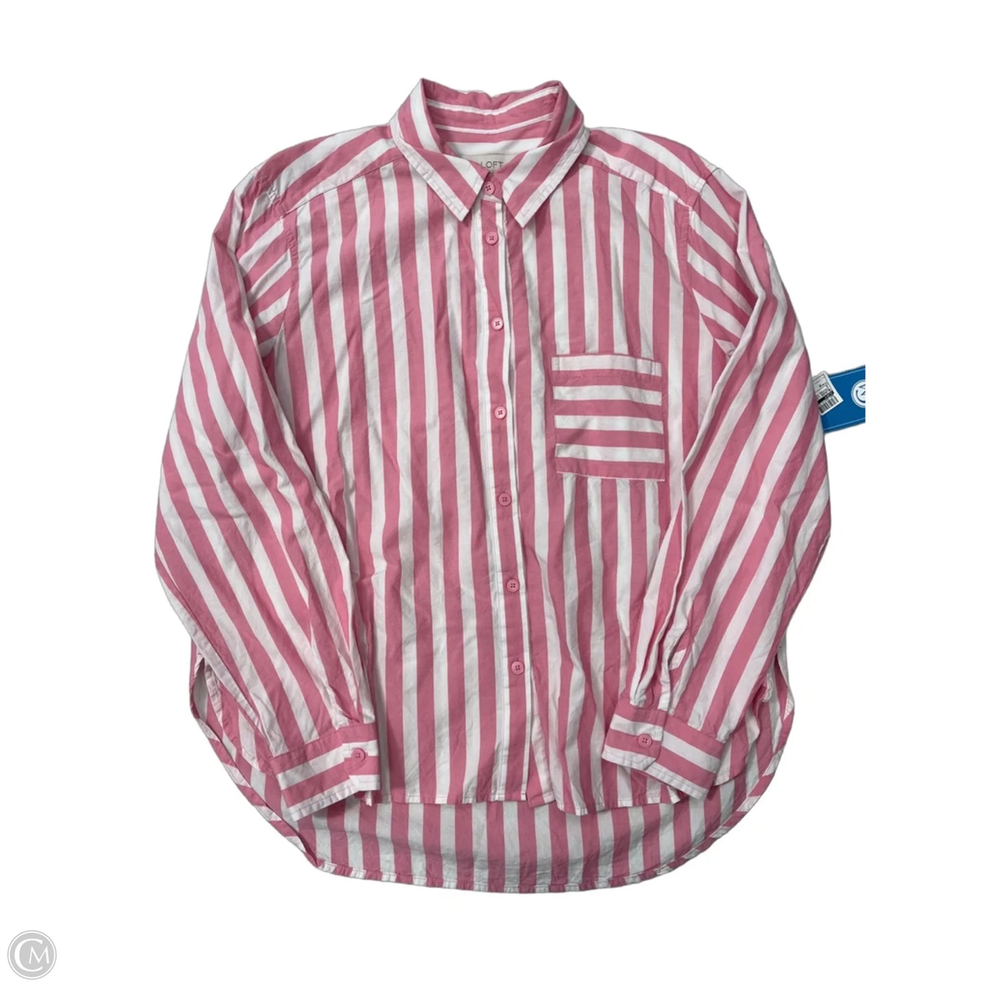 Blouse Long Sleeve By Loft In Striped Pattern, Size: M
