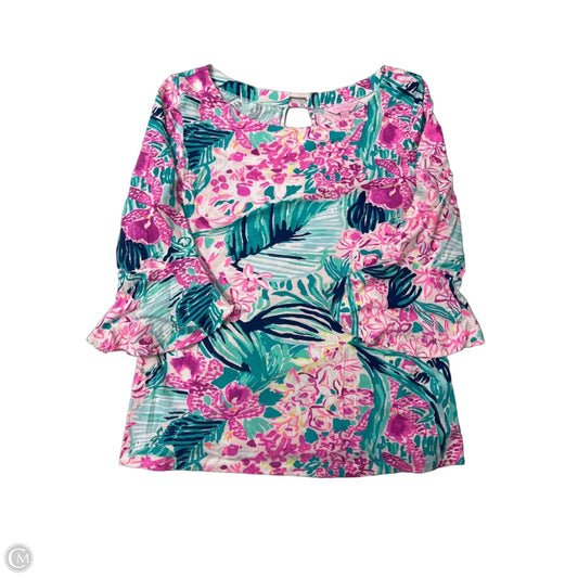 Top 3/4 Sleeve Designer By Lilly Pulitzer In Multi-colored, Size: L