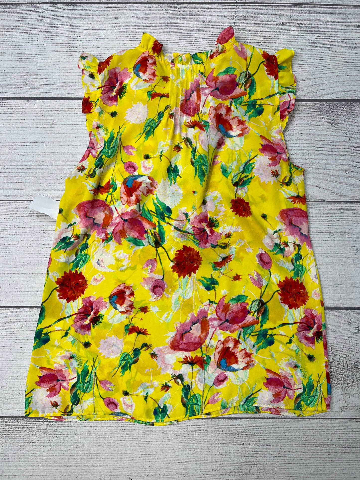 Yellow Top Sleeveless Rose And Olive, Size Xs