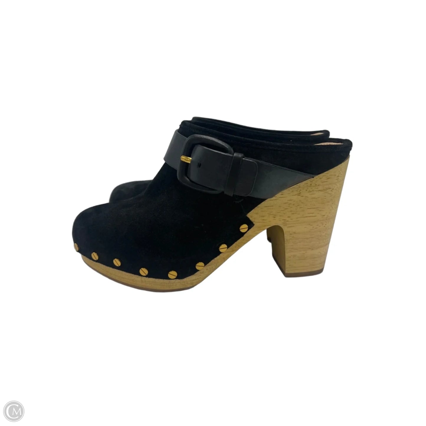 Shoes Heels Block By Veronica Beard In Black & Gold, Size: 7.5