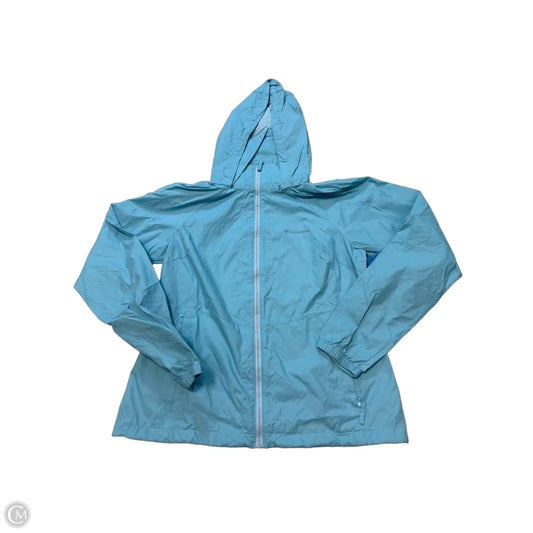 Coat Raincoat By Columbia In Teal, Size: M