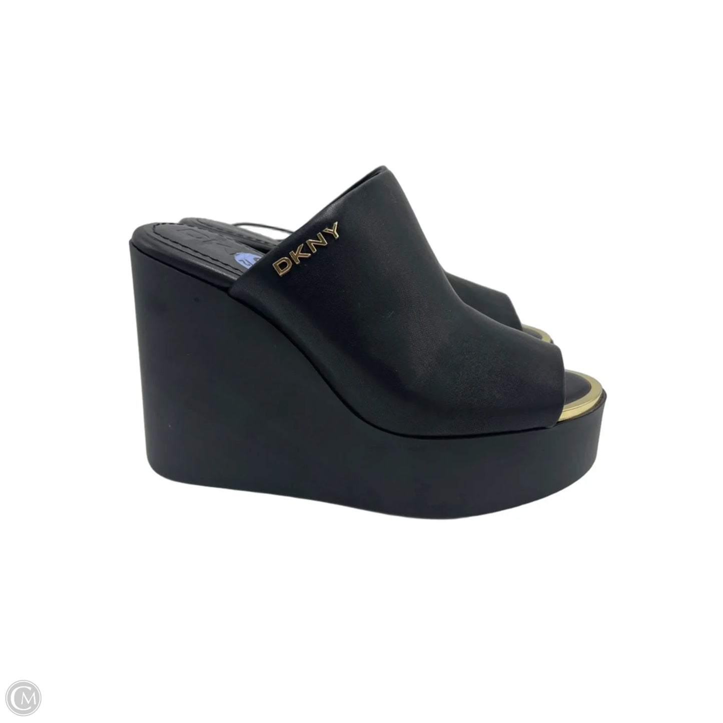 Shoes Heels Wedge By DKNY In Black & Gold, Size: 8.5