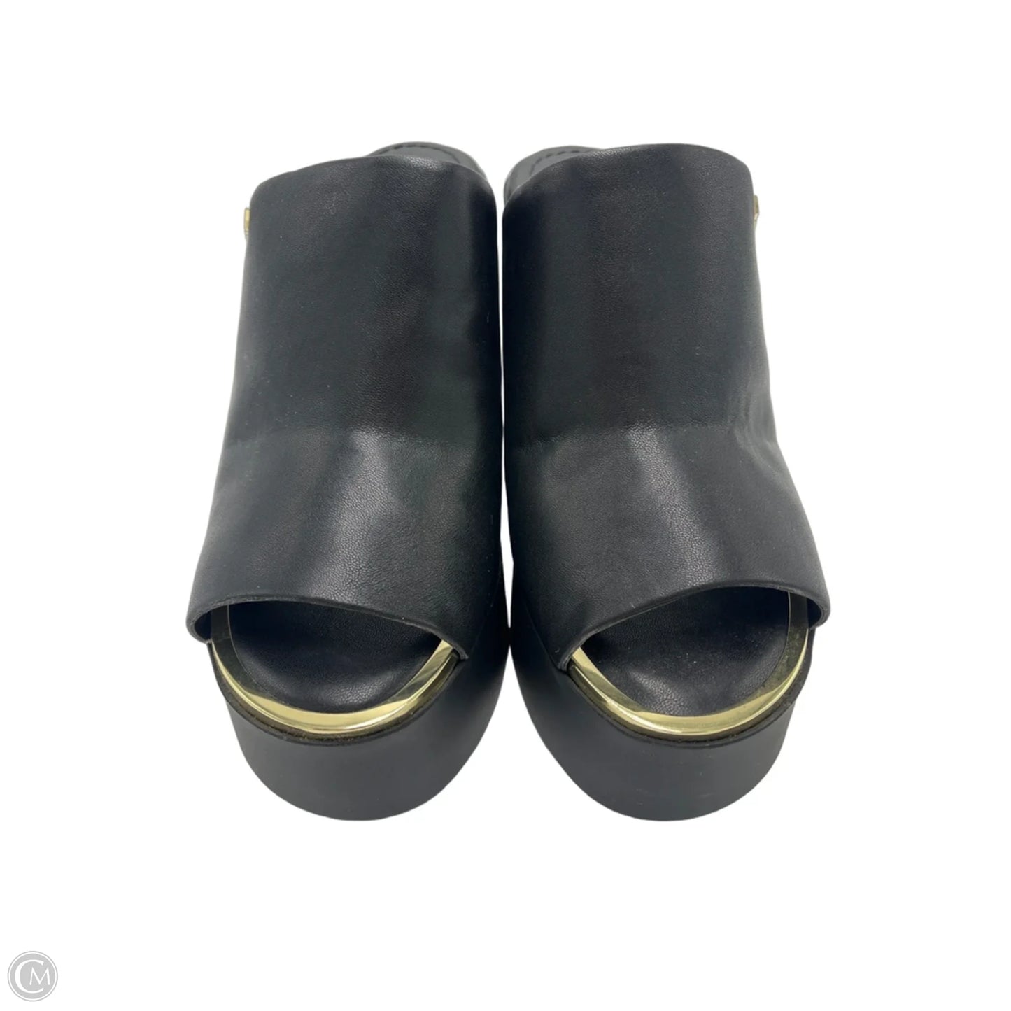 Shoes Heels Wedge By DKNY In Black & Gold, Size: 8.5