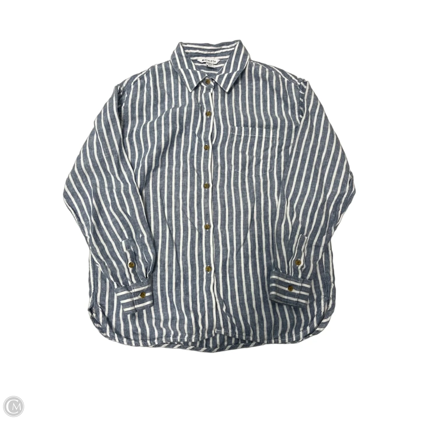 Blouse / Top Long Sleeve By Athleta In Striped Pattern, Size: M