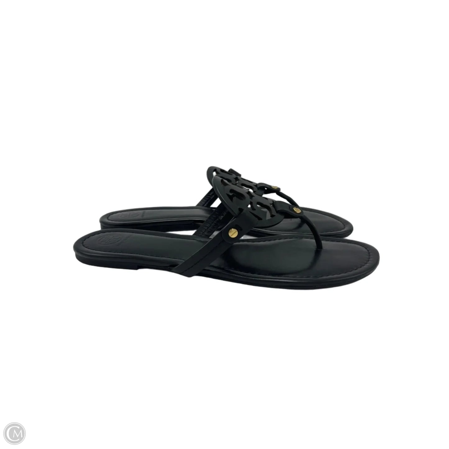 Tory Burch Miller Designer Sandals In Black & Gold, Size: 13