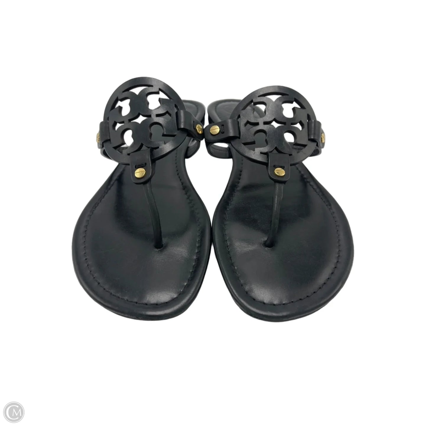 Tory Burch Miller Designer Sandals In Black & Gold, Size: 13