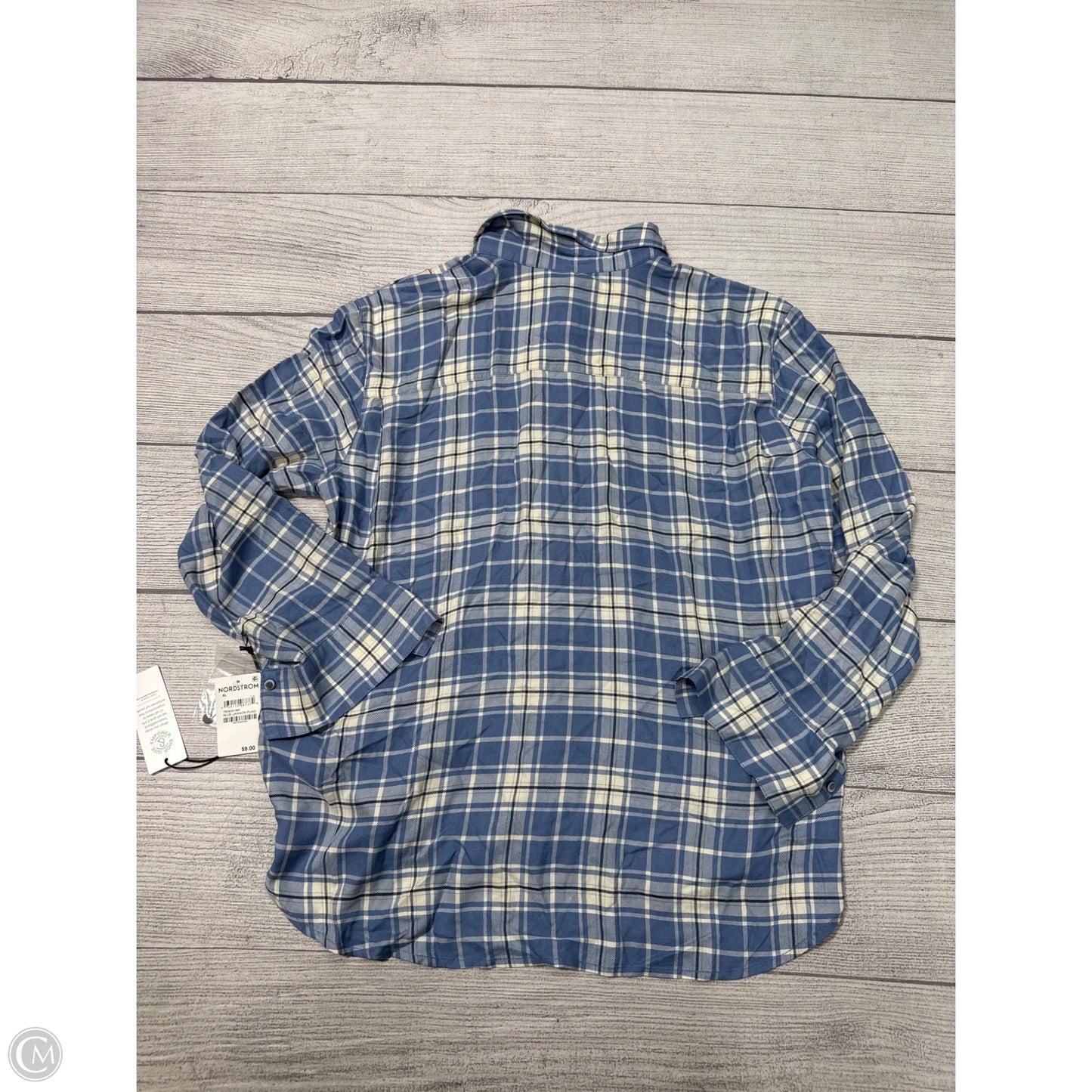 New! Top Long Sleeve By Nordstrom In Blue & Cream, Size: Xl