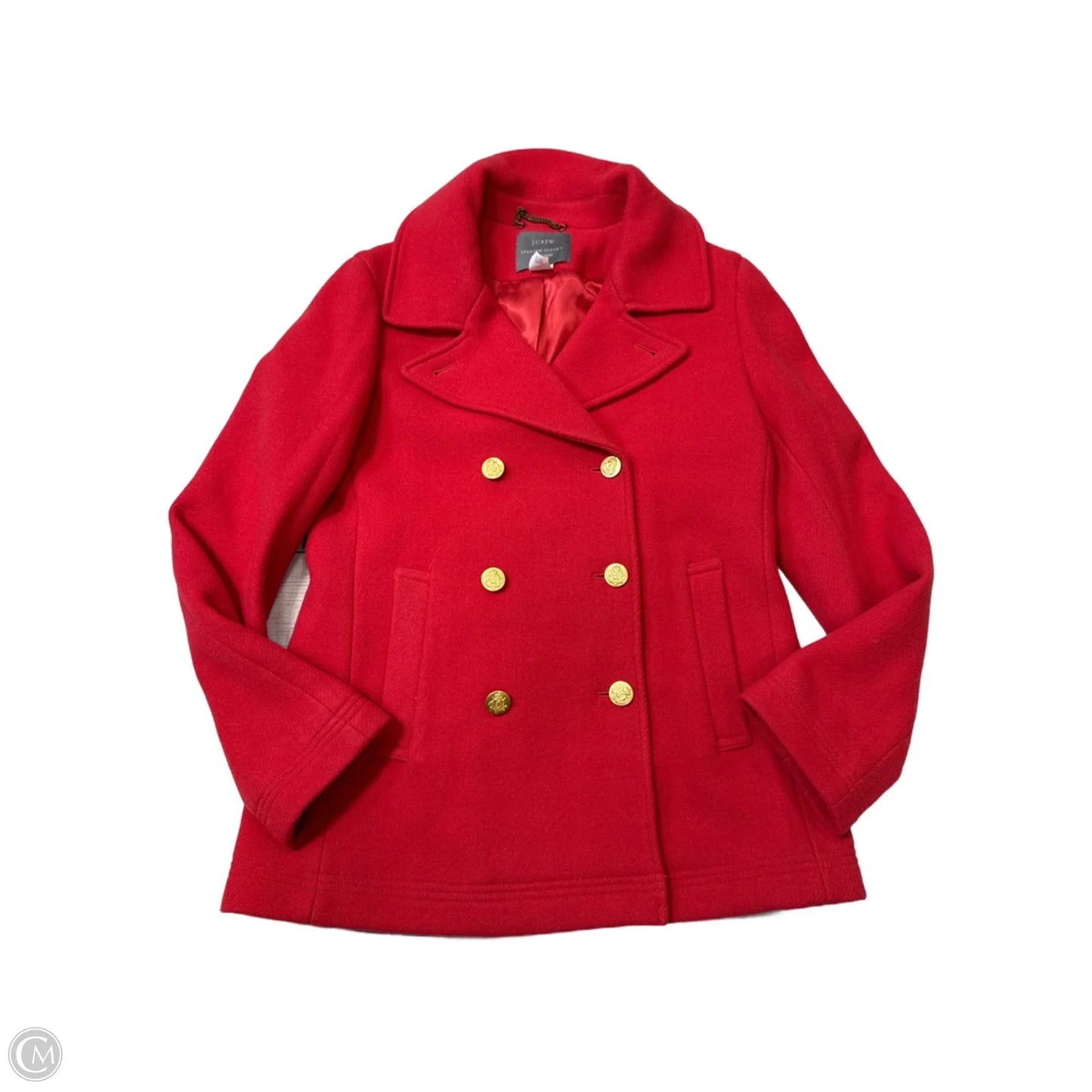 Coat Peacoat By J. Crew In Red, Size: M