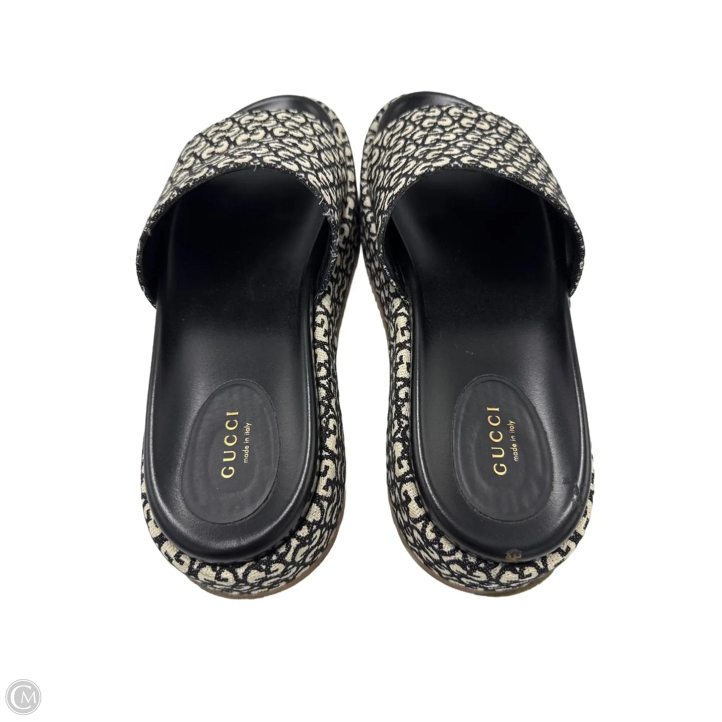 Sandals Luxury Designer By Gucci In Black & White, Size: 12