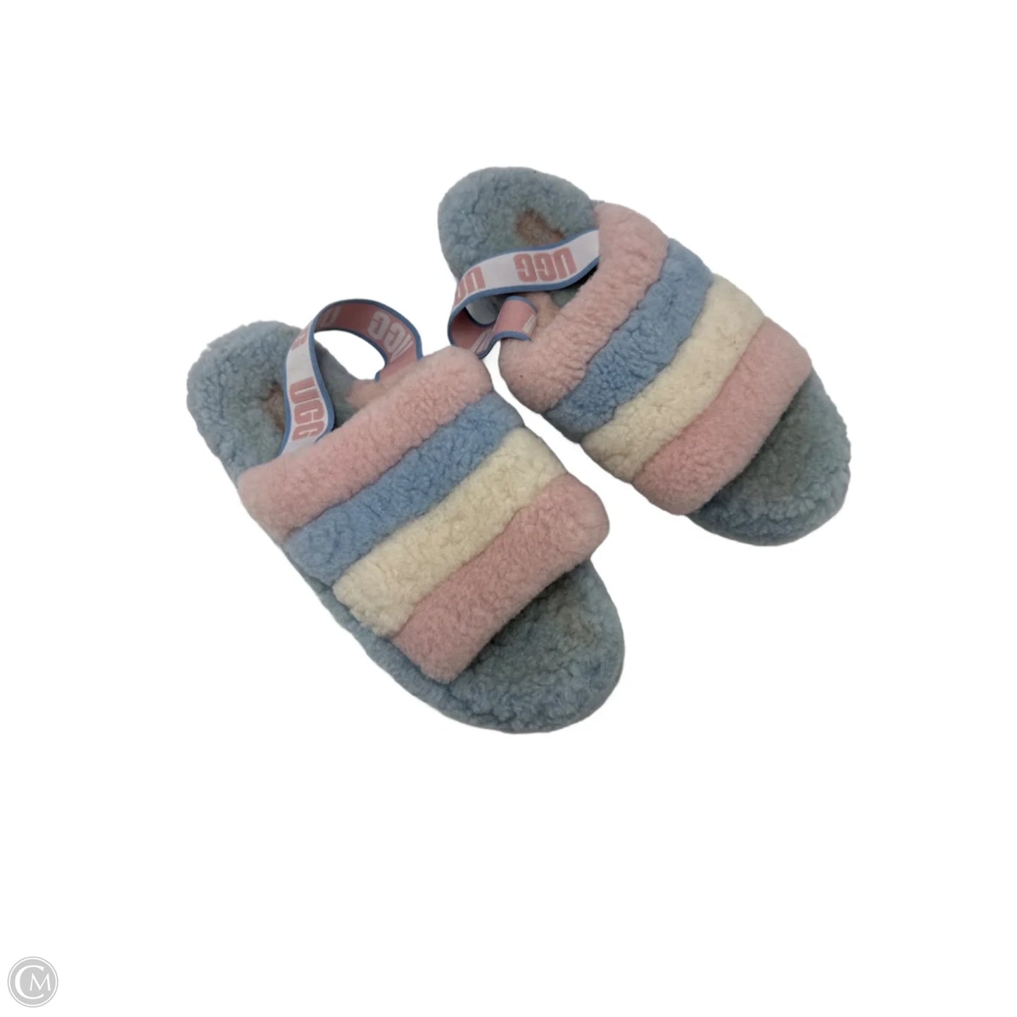 Slippers Designer By UGG In Blue & Pink, Size: 10