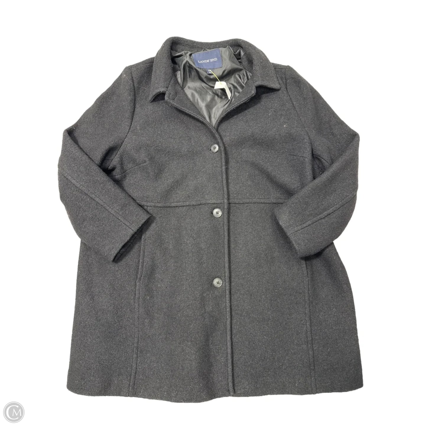 Coat Peacoat By Lands End In Black, Size: 2x