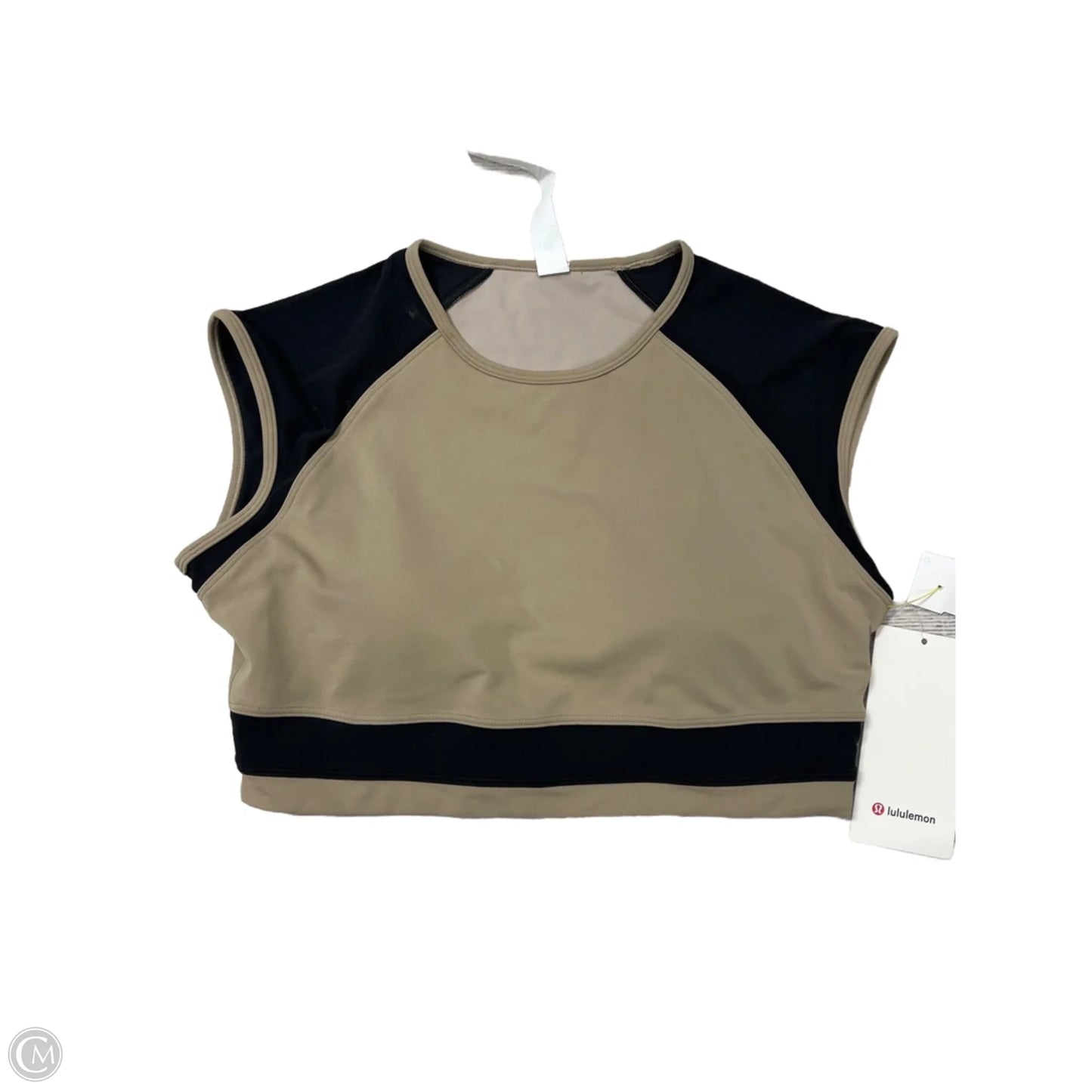 Athletic Top Short Sleeve By Lululemon In Black & Brown, Size: L