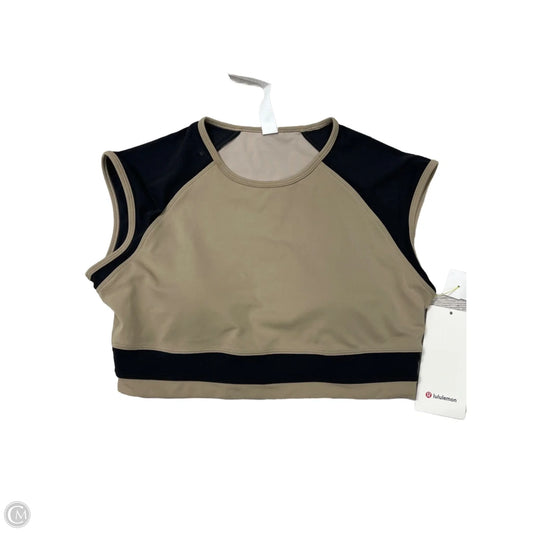 Athletic Top Short Sleeve By Lululemon In Black & Brown, Size: L