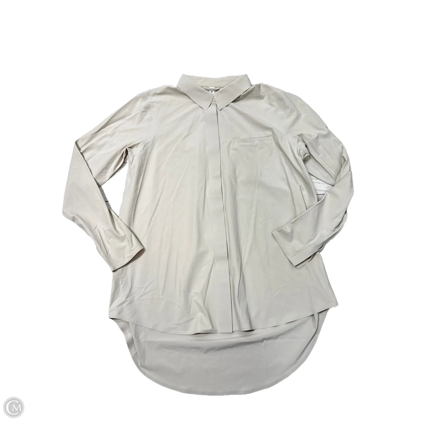 Athletic Top Long Sleeve Collar By Athleta In Tan, Size: M