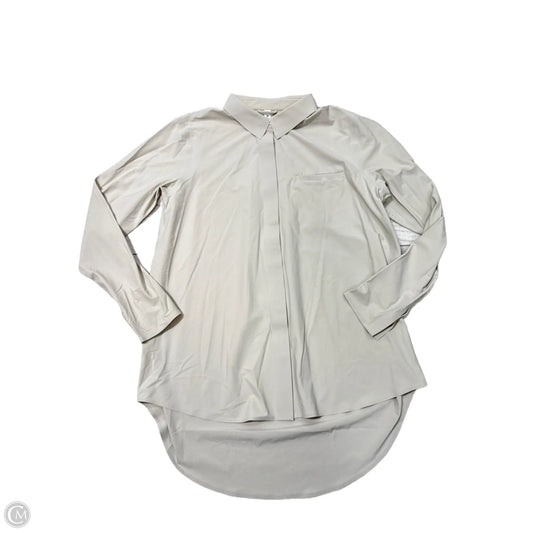 Athletic Top Long Sleeve Collar By Athleta In Tan, Size: M