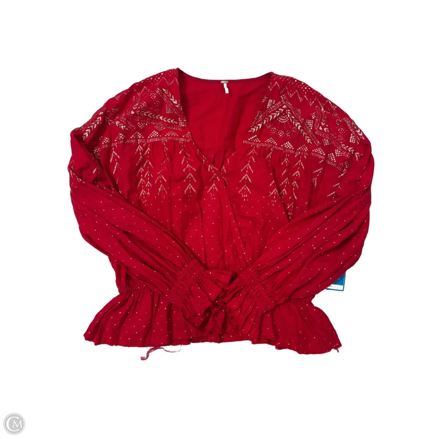 Top Long Sleeve By Free People In Gold & Red, Size: Sp