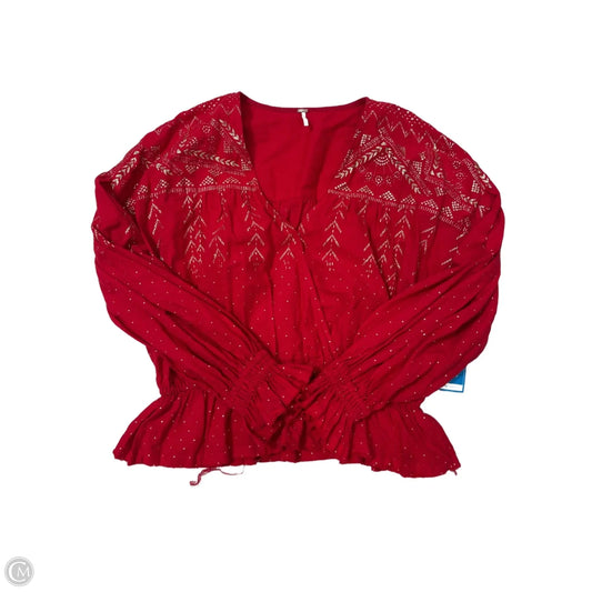 Top Long Sleeve By Free People In Gold & Red, Size: Sp