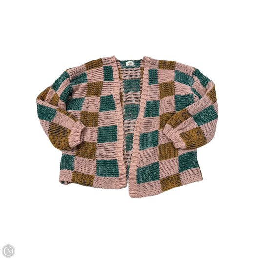Sweater Cardigan By Bibi In Green & Pink, Size: M